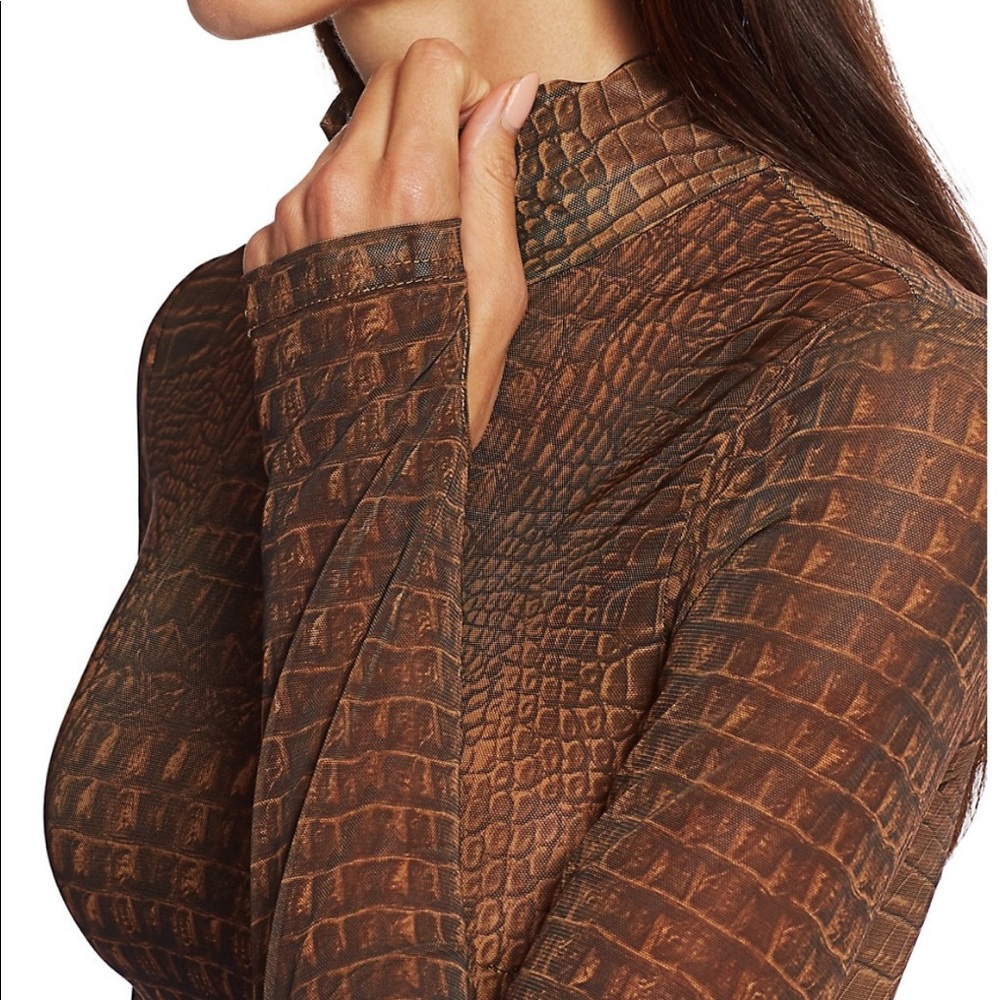 I.AM.GIA Kenzie Croc-Print Turtleneck Bodysuit